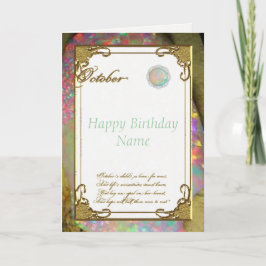 Cartão de Aniversário Opal Birthstone de Outubro