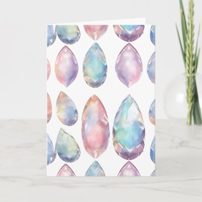 Cartão de Aniversário Opal Birthstone de Outubro (Frente)