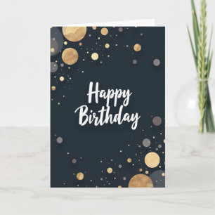 Cartão de Aniversário Orbe Dourada Alegre