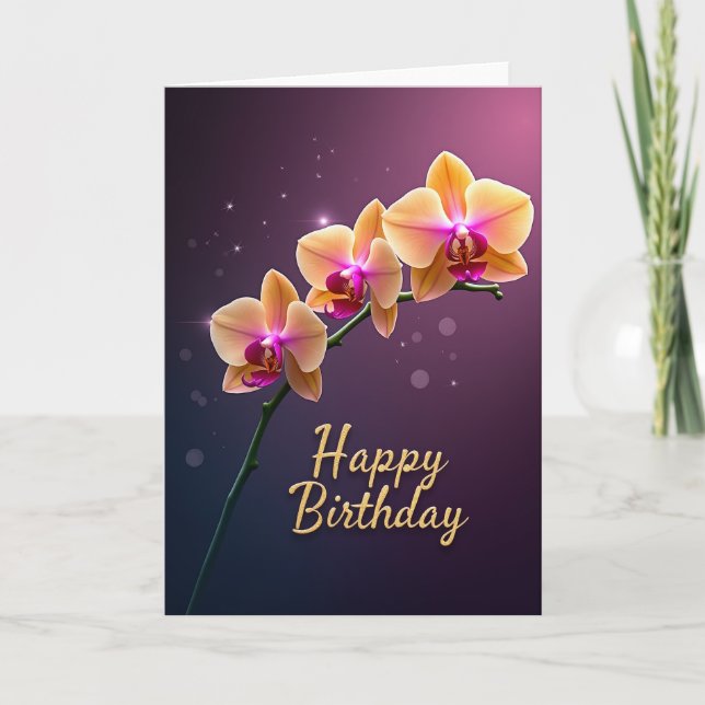 Cartão de Aniversário Orquídea Luminosa (Frente)