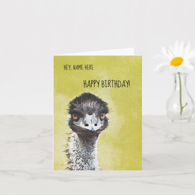 Cartão de Aniversário Ostrich Engraçado (Planta pequena)
