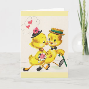 Cartão de Aniversário ou Casamento do Patinho Retr