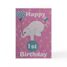 Cartão de Aniversário Padrão dobrado 5" x 7" de 1º