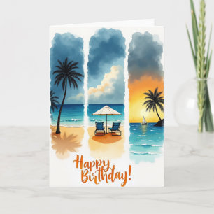 Cartão de Aniversário Paisagem Marinha Azure