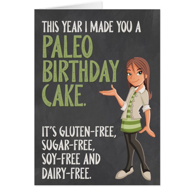Cartão de Aniversário "Paleo Birthday Cake" (Frente)