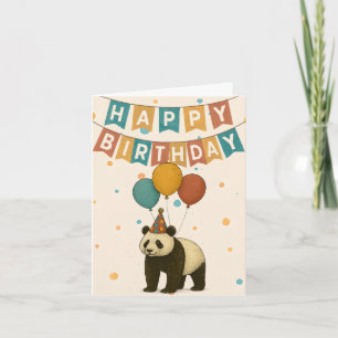Cartão de Aniversário Panda - Animais Reproduzívei