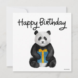Cartão de Aniversário Panda pintado à mão
