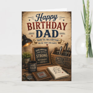 Cartão de Aniversário Papai Oficina Rústica