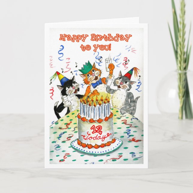 Cartão de aniversário para 12 anos velho (Frente)