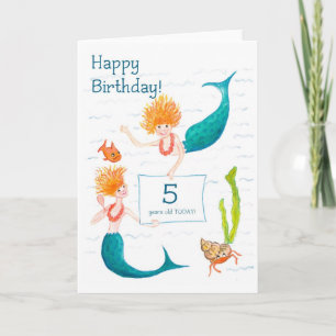 Cartão de Aniversário para 5 de Sereia