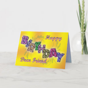 Cartão de aniversário para amigo com texto floral