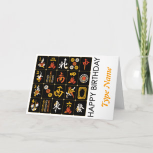 Cartão de Aniversário para Azulejos Pretos Mah J