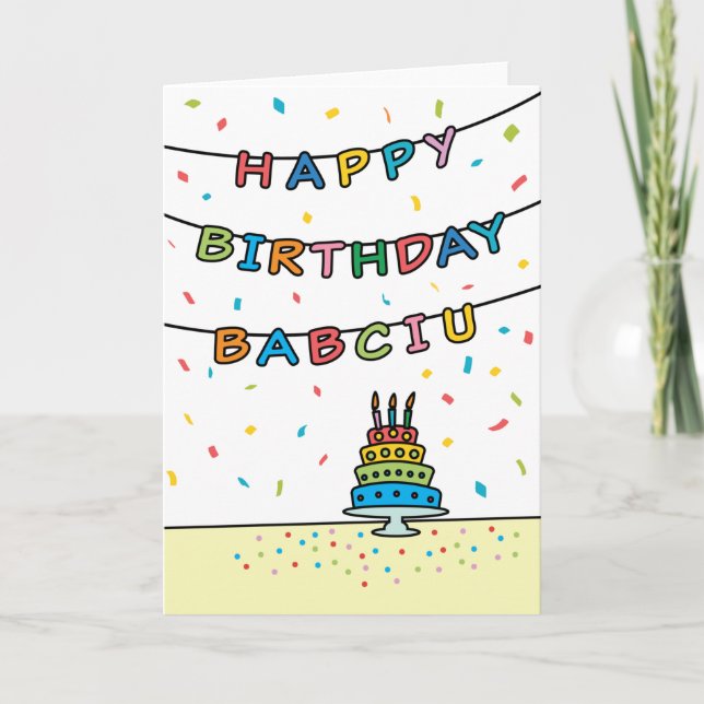 Cartão de aniversário para Babciu (Frente)