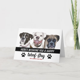 Cartão de Aniversário para Cachorro-Boxer - Feliz
