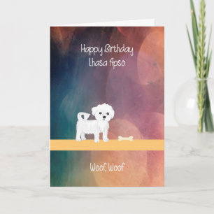 Cartão de Aniversário para Cão Lhasa Apso