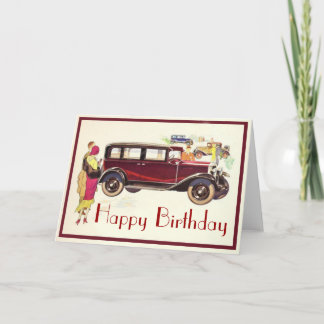 Cartão de aniversário para Carros vintage Elegante