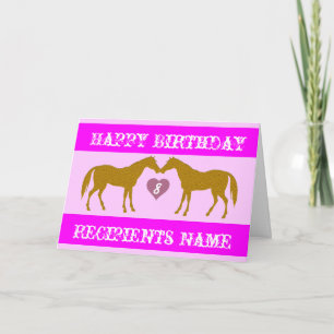 Cartão de Aniversário para Cavalos Rosa - Cartão d