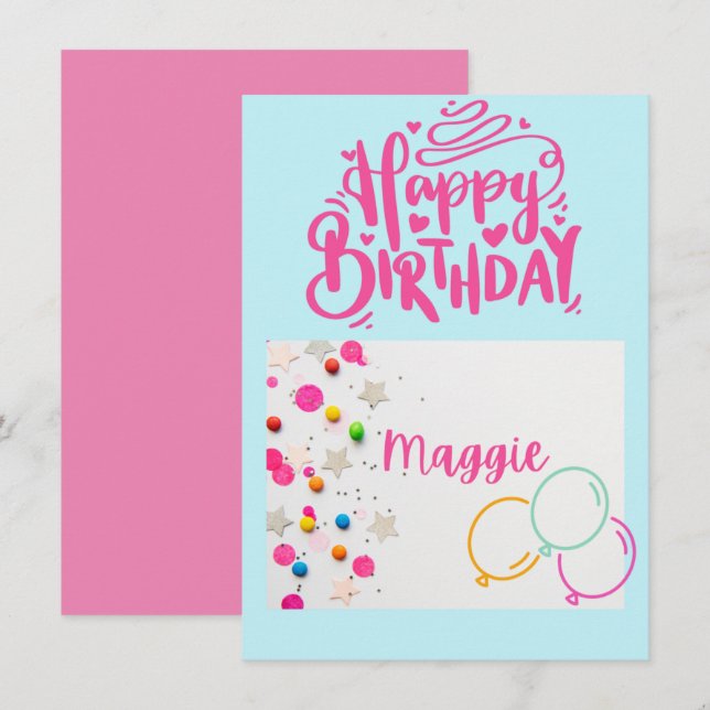 Cartão de Aniversário para Crianças (Frente/Verso)