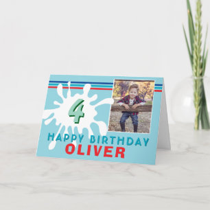 Cartão de Aniversário para Crianças com 3 Fotos e