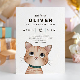 Cartão de aniversário para crianças com gatinho