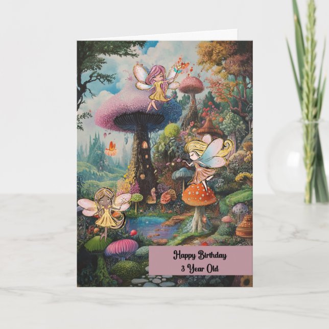 Cartão de Aniversário para Crianças de 3 anos Meni (Frente)