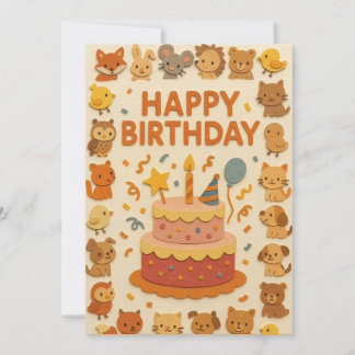 Cartão de Aniversário para Festas Bestiais