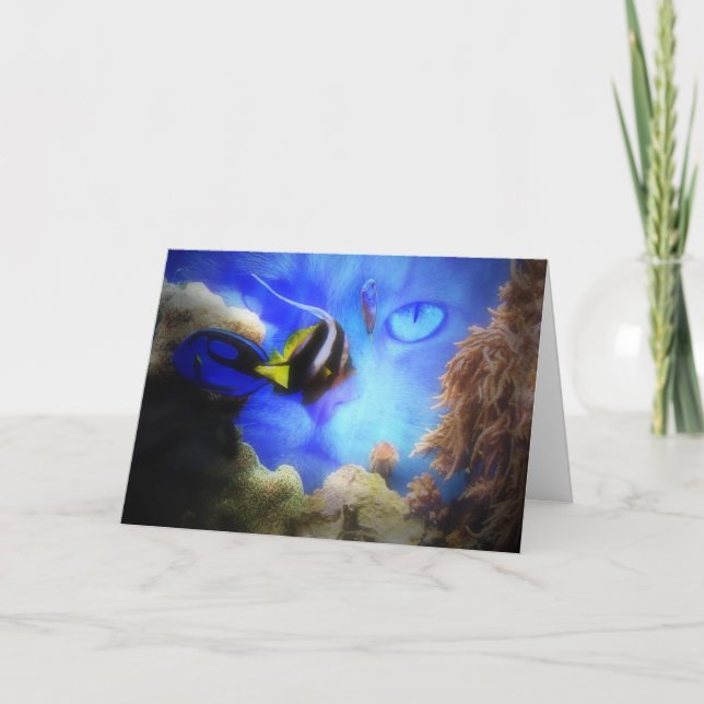 Cartão de Aniversário para Gatos e Peixes Super Bo (Frente)