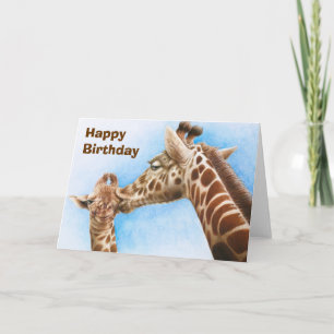 Cartão de Aniversário para Giraffe e Bebê