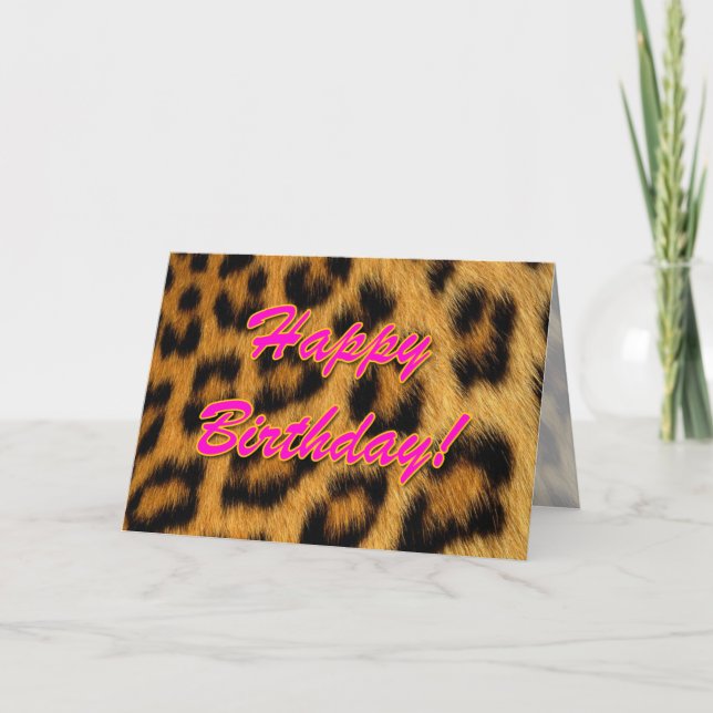 Cartão de Aniversário para Impressão Leopardo (Frente)