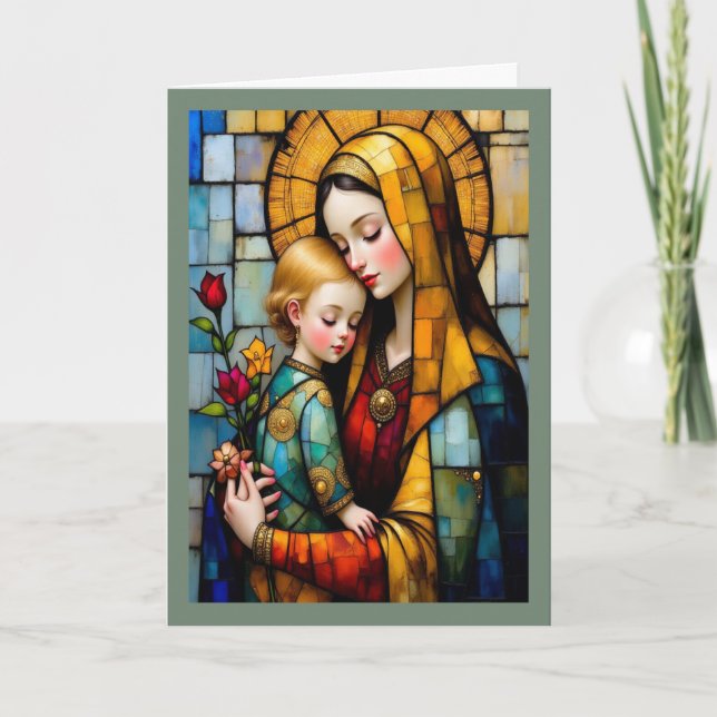 Cartão de Aniversário para Mãe Religioso (Frente)