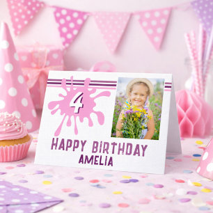 Cartão de Aniversário para Meninas com Foto e Efei