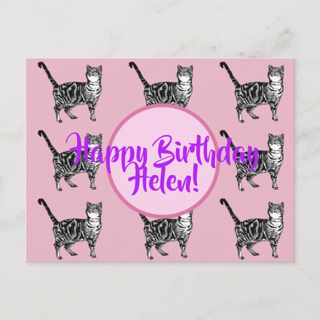 Cartão de aniversário para mulher Gata Tabby (Frente)