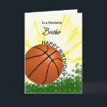 Cartão de Aniversário para o Brother Basball<br><div class="desc">Dê ao seu irmão amante de basquete um cartão de beisebol e taco com um tema explosivo de basquete! Uma bola de basquete com as palavras "Para um irmão maravilhoso".</div>