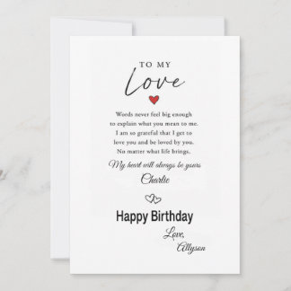 Cartão de Aniversário Para o Meu Amor