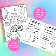 Cartão de Aniversário para o Papai: Preencha os es