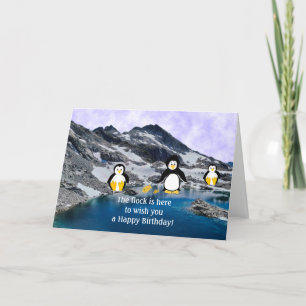 Cartão de Aniversário para Pinguins legal