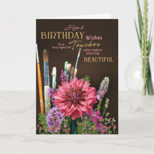 Cartão de Aniversário para Professora de Arte Flor