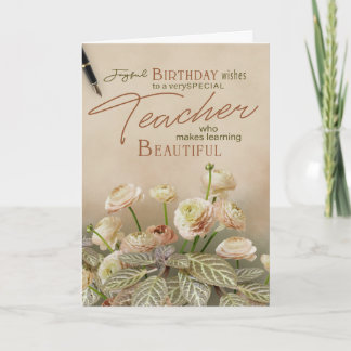 Cartão de Aniversário para Professores com Florais