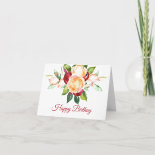 Cartão de Aniversário para Rosas de Aquarela e B