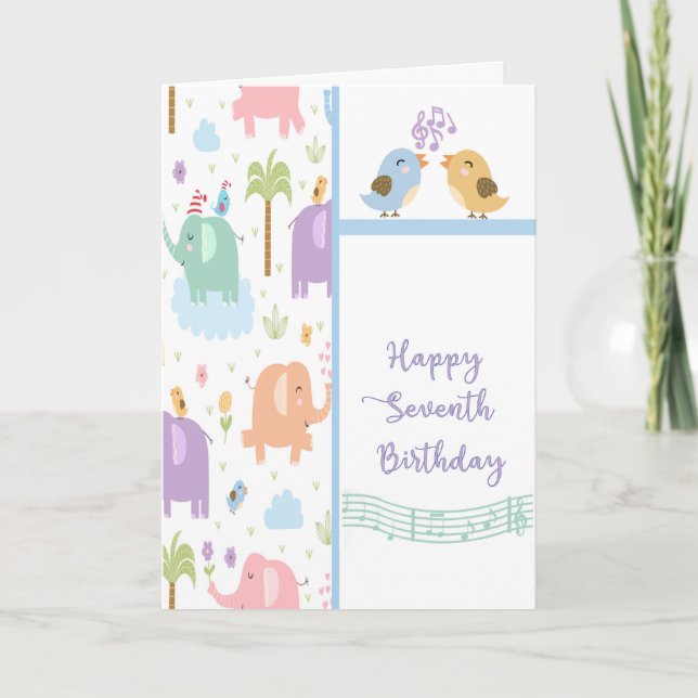 Cartão de aniversário para sete anos (Frente)