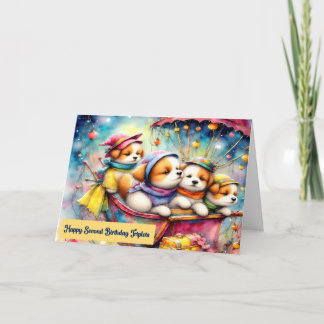 Cartão de aniversário para Triplets Segundo Aniver