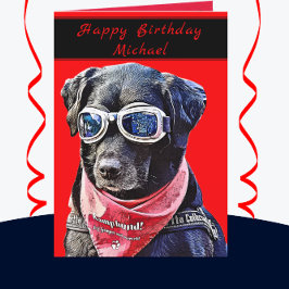 Cartão de Aniversário para um Cão Preto Labrador L