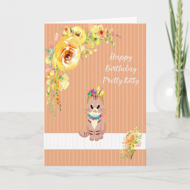 Cartão de aniversário para um Gatinho Bonito laran (Frente)
