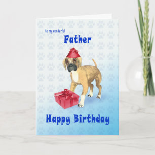 Cartão de aniversário para um pai com um cachorrin