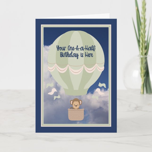 Cartão de aniversário para uma criança de um ano e (Frente)