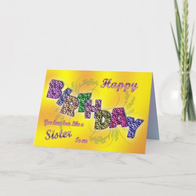 Cartão de aniversário para uma irmã com texto flor (Frente)