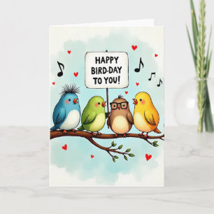 Cartão de Aniversário Pássaros Musicais