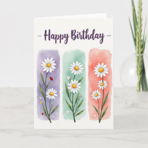 Cartão de Aniversário Pastel Daisy