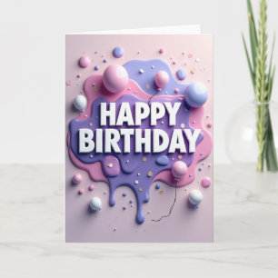 Cartão de Aniversário Pastel Fluido