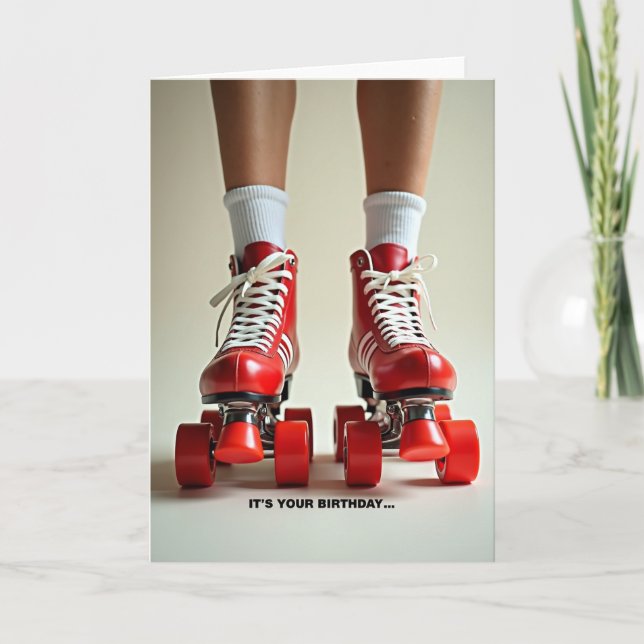 Cartão de Aniversário Patins Alegres (Frente)